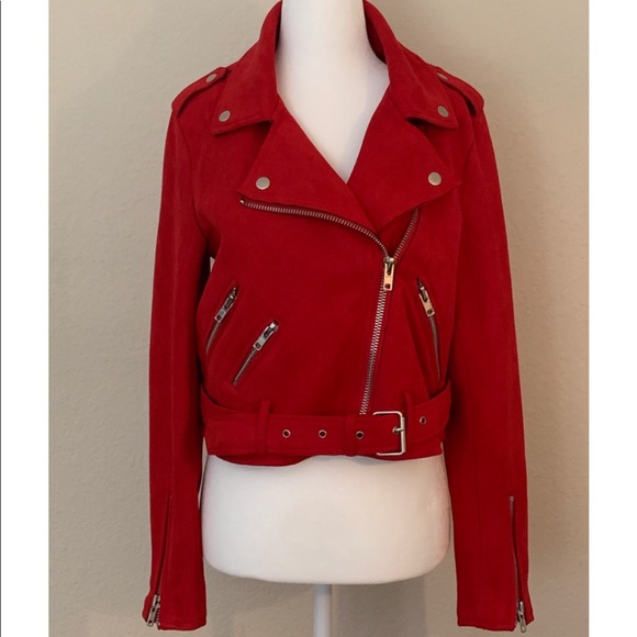 Jella C. Jackets & Blazers - JELLA C. RED SUEDE BIKER JACKET SIZE SMALL 🔥